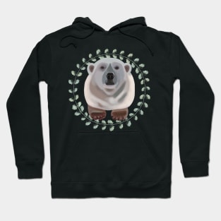 Polar Bear on Aquilegia pattern Hoodie